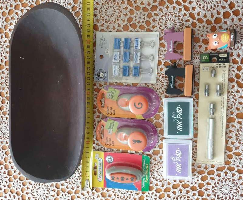 Stationary Items in Wooden Bowl