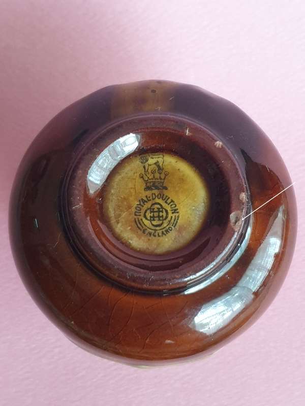 Royal Doulton Kingsware Dickens Pecksniff Tooth Pick Holder Sterling Silver Rim