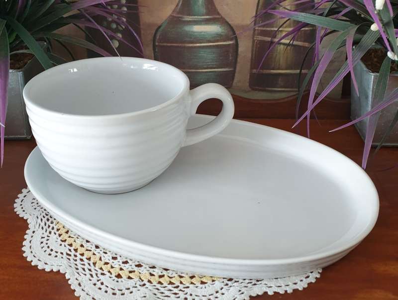 TWO LARGE SNACK PLATES AND CUPS