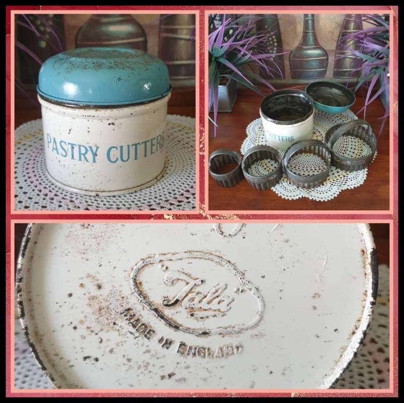 VINTAGE TALA PASTRY CUTTERS IN THE ORIGINAL METAL TIN.