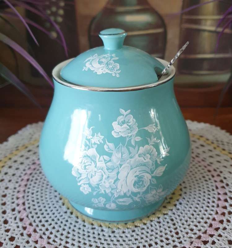 MidWinter Sugar Bowl with EPNS  Sugar Spoon