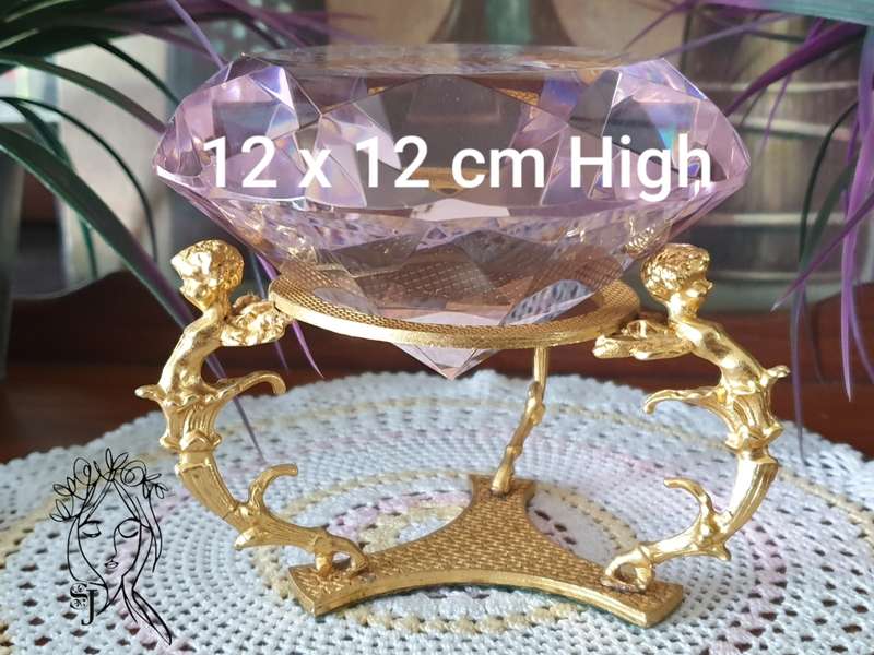 Pink Crystal Faceted Diamond Paperweight