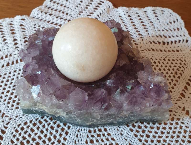 Natural Amethyst with marble stone ball | DECOR |