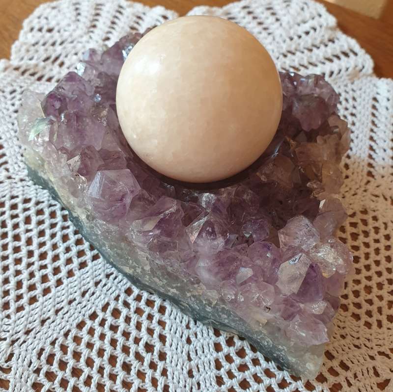 Natural Amethyst with marble stone ball | DECOR |