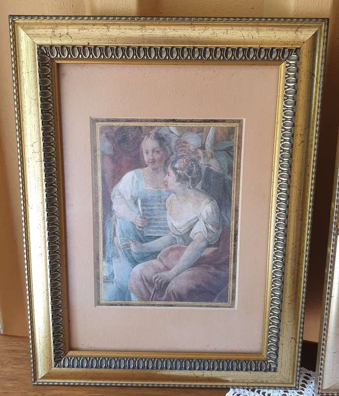 SET of Gold Tone Frames with Prints