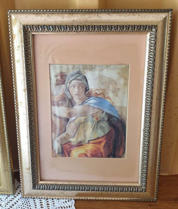 SET of Gold Tone Frames with Prints