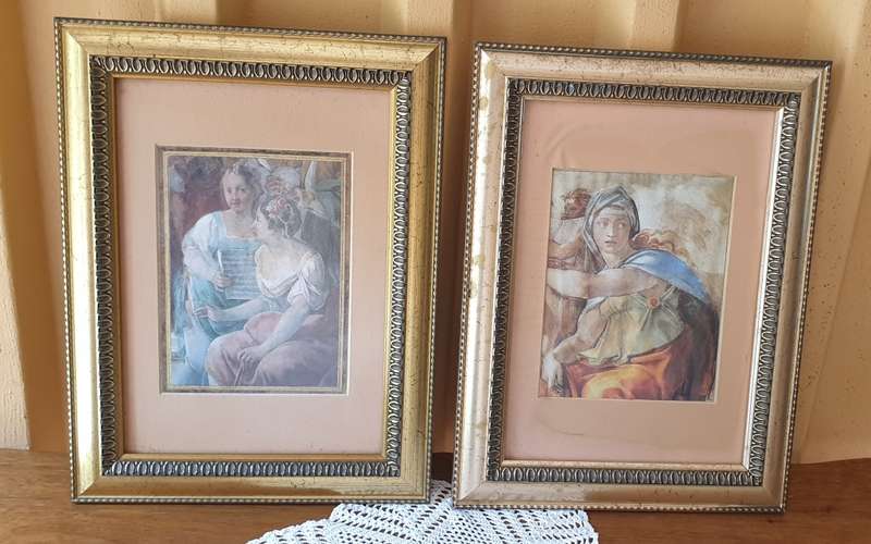 SET of Gold Tone Frames with Prints