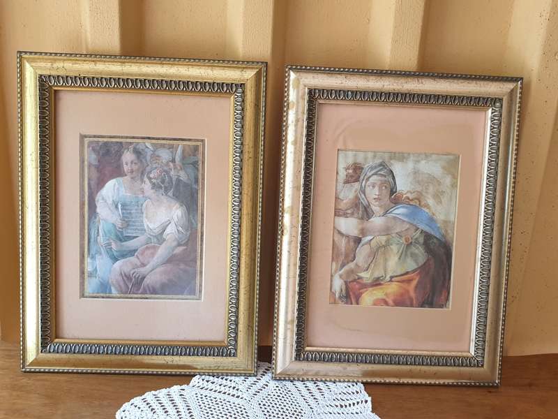 SET of Gold Tone Frames with Prints