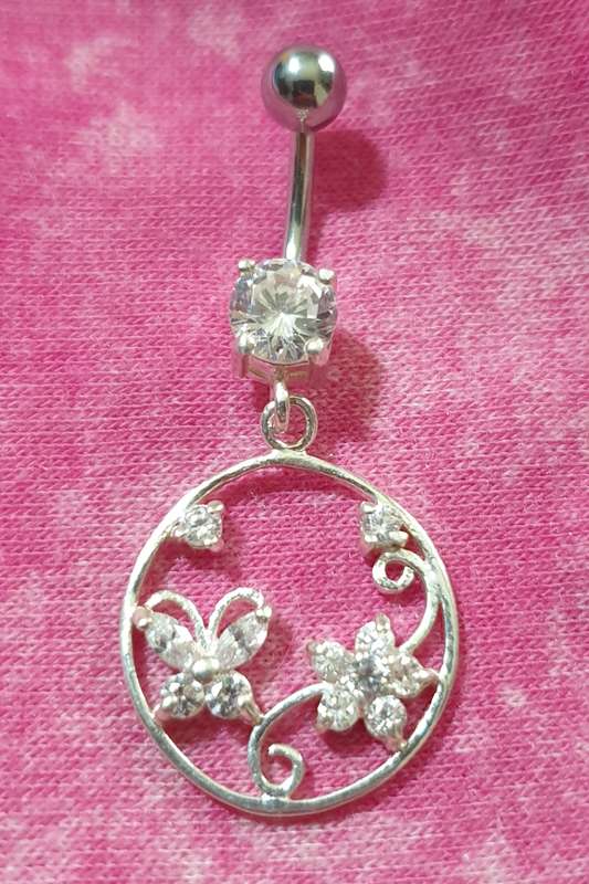 Cubic Zirconia 925 SILVER BELLY RING (NEW)