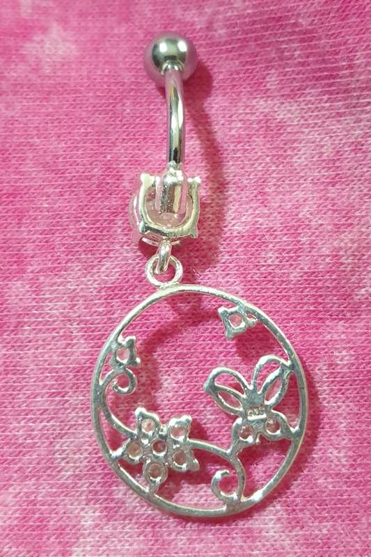 Cubic Zirconia 925 SILVER BELLY RING (NEW)
