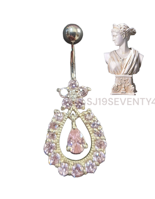 Cubic Zirconia 925 SILVER BELLY RING (NEW)
