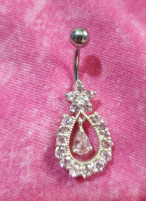 Cubic Zirconia 925 SILVER BELLY RING (NEW)