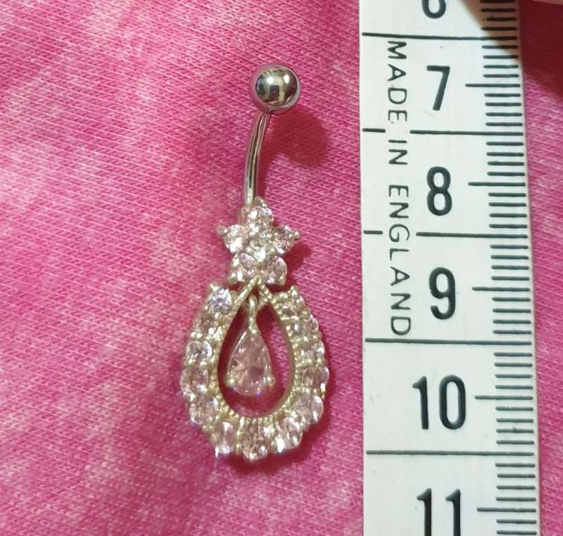 Cubic Zirconia 925 SILVER BELLY RING (NEW)