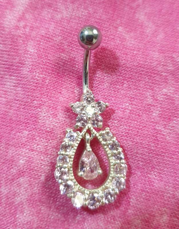 Cubic Zirconia 925 SILVER BELLY RING (NEW)
