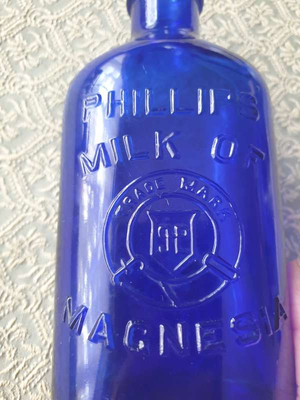 Vintage  Blue Milk of Magnesia bottle | made in the USA | 1930`s |