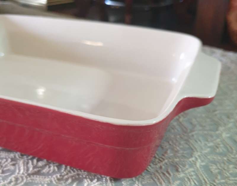 Medium Very Heavy Casserole Bowl | Very Good Condition | Bright Red |