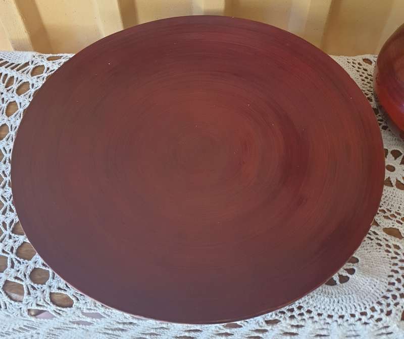 LARGE BAMBOO ROUND TRAY AND VASE | GOOD CONDITION | DECOR | HOME |