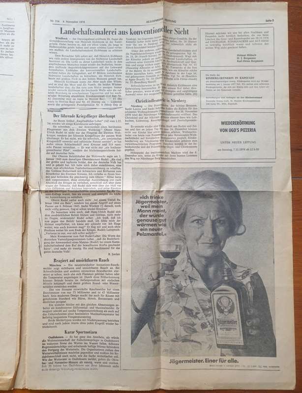 Vintage Framed  Allgemeine Zeitung    Windhoek  4 November 1976