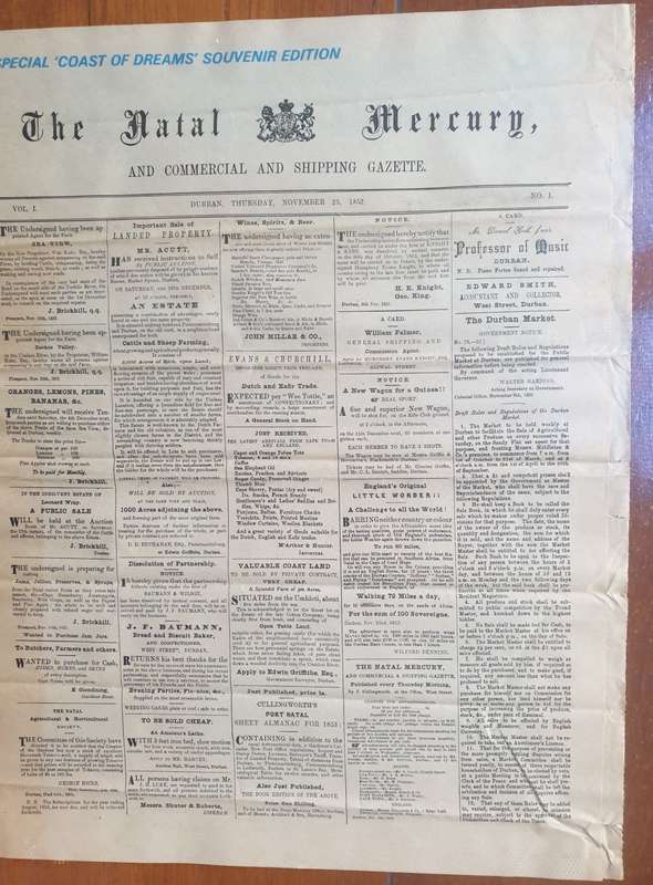 The Natal Mercury  25 November 1852