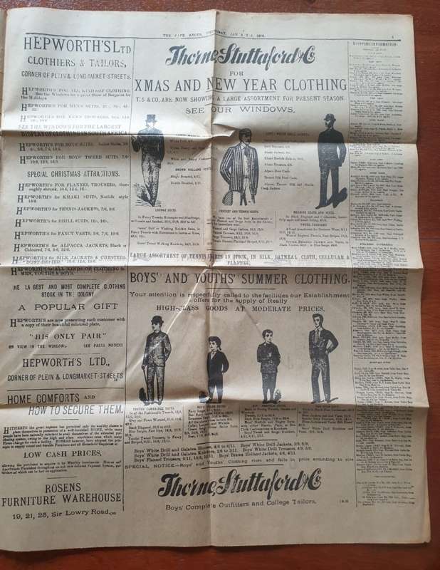 The Cape Argus` 2 January 1896. Original newspaper.