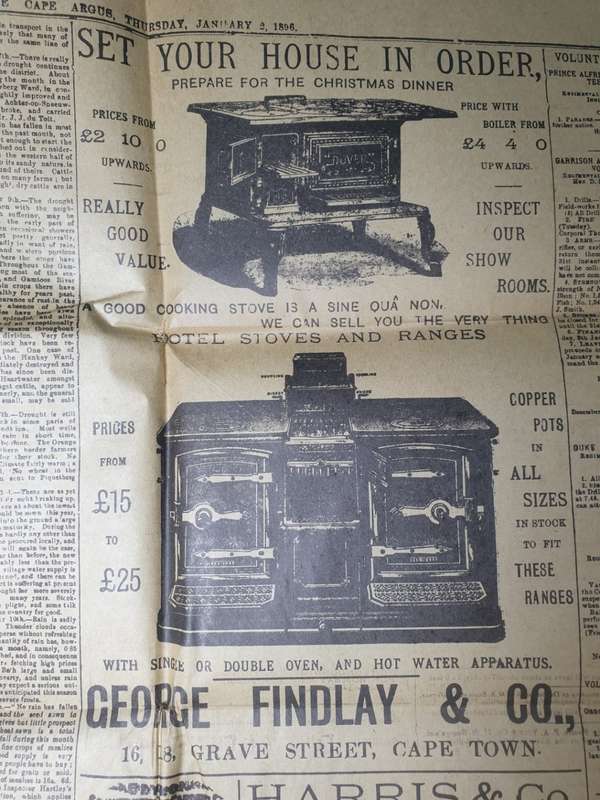 The Cape Argus` 2 January 1896. Original newspaper.
