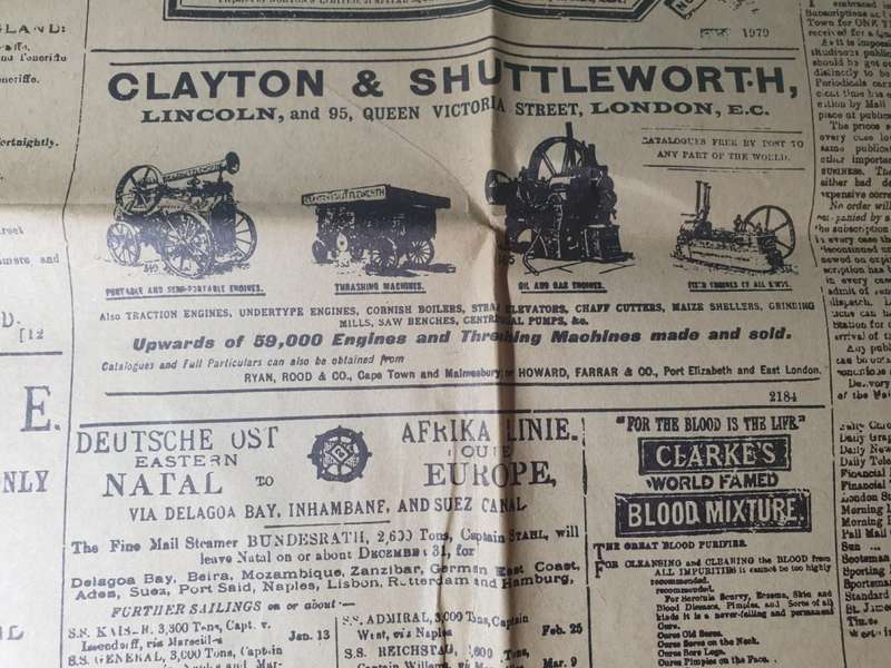 The Cape Argus` 2 January 1896. Original newspaper.