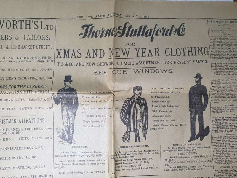 The Cape Argus` 2 January 1896. Original newspaper.