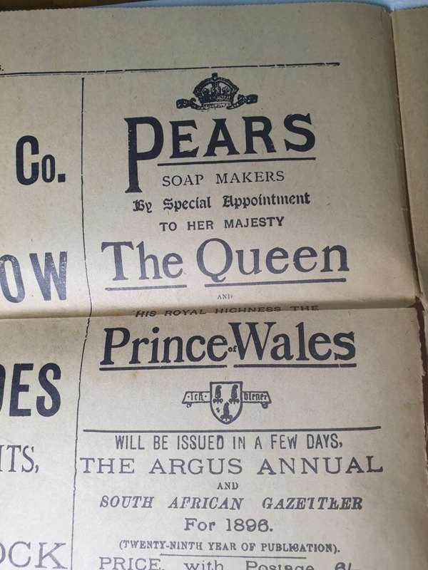 The Cape Argus` 2 January 1896. Original newspaper.