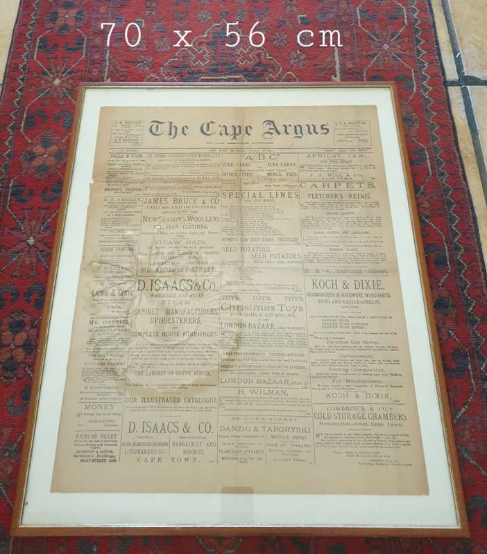 The Cape Argus` 2 January 1896. Original newspaper.