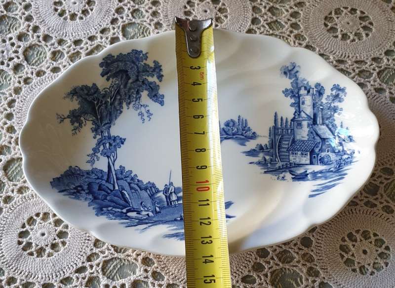 OLD MILL GRAVY BOAT AND TRAY | ENGLISH | BLUE AND WHITE |