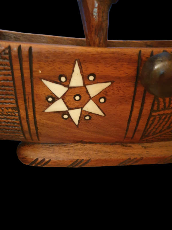 NIGERIAN INLAID WOOD BOAT CARVING | HUGE |