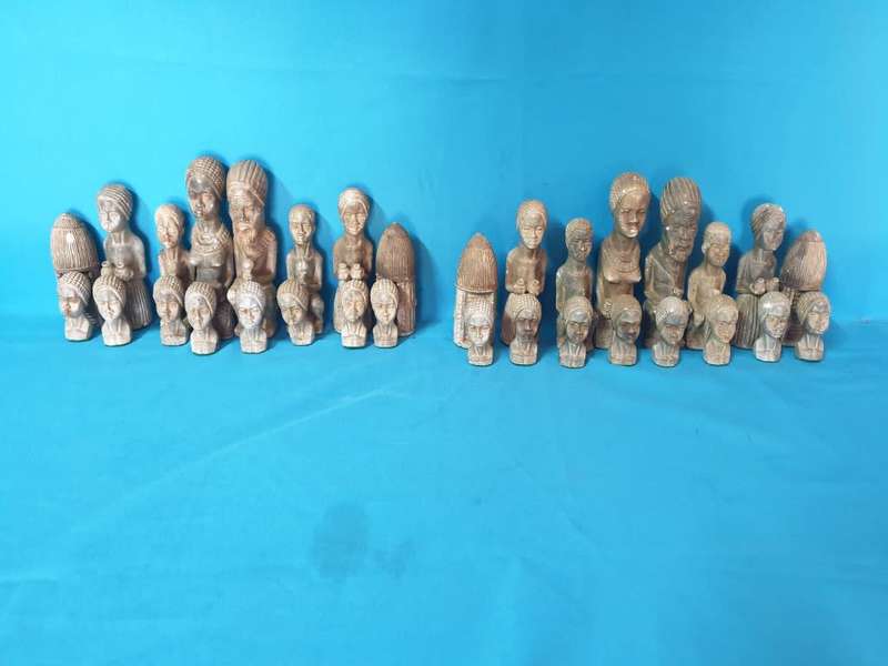 Soapstone hand carved african art theme chess set