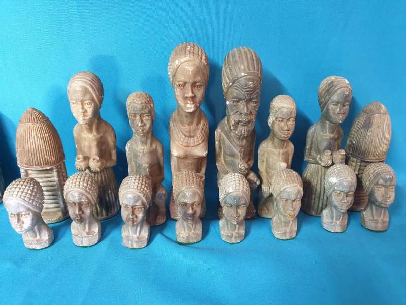 Soapstone hand carved african art theme chess set