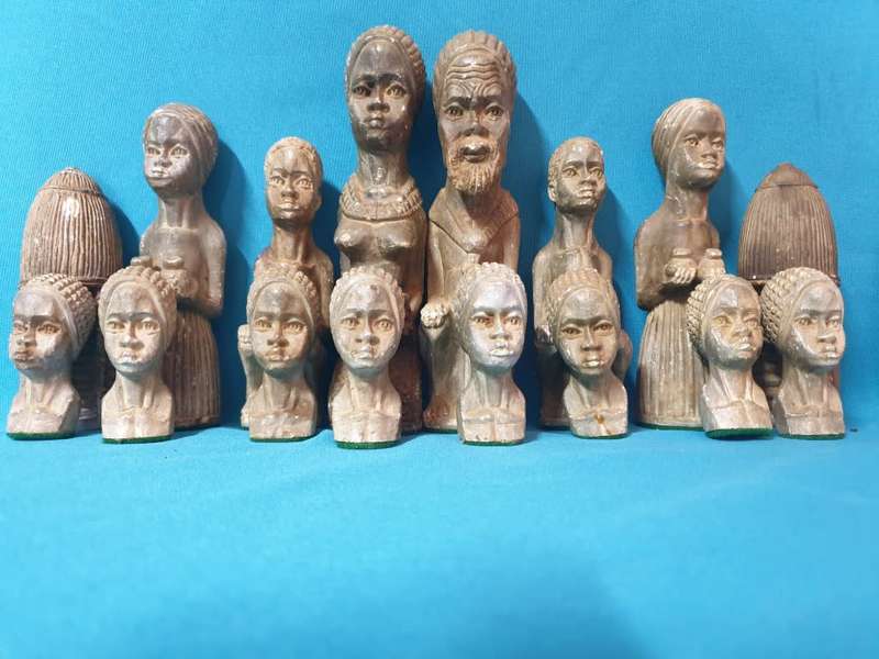 Soapstone hand carved african art theme chess set