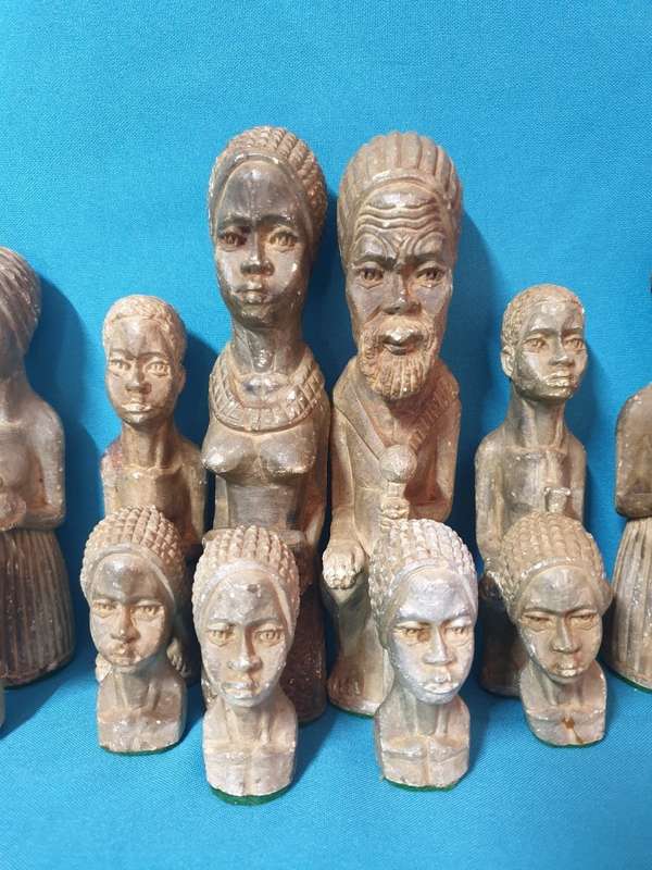 Soapstone hand carved african art theme chess set