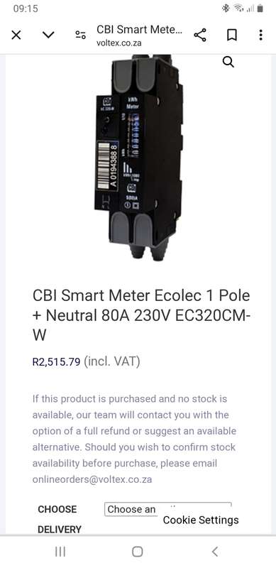 EC320CM CBI Meter Single Phase + Neutral 80A (Dual Clip)
