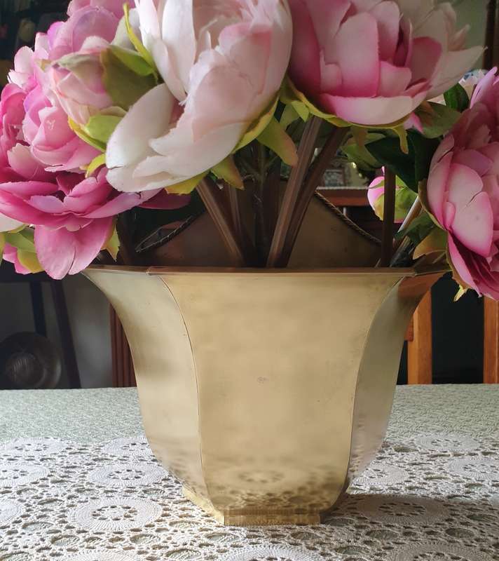 Large Brass Wall Planter, vintage wall pocket, hanging planter for succulents or artificial flowers