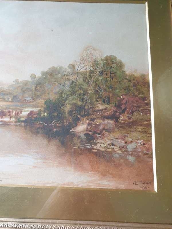 1928 WILLIAM JOSEPH WADHAM (BRITISH 1863-1950),  A calm day on the Derwent, Cumberland.