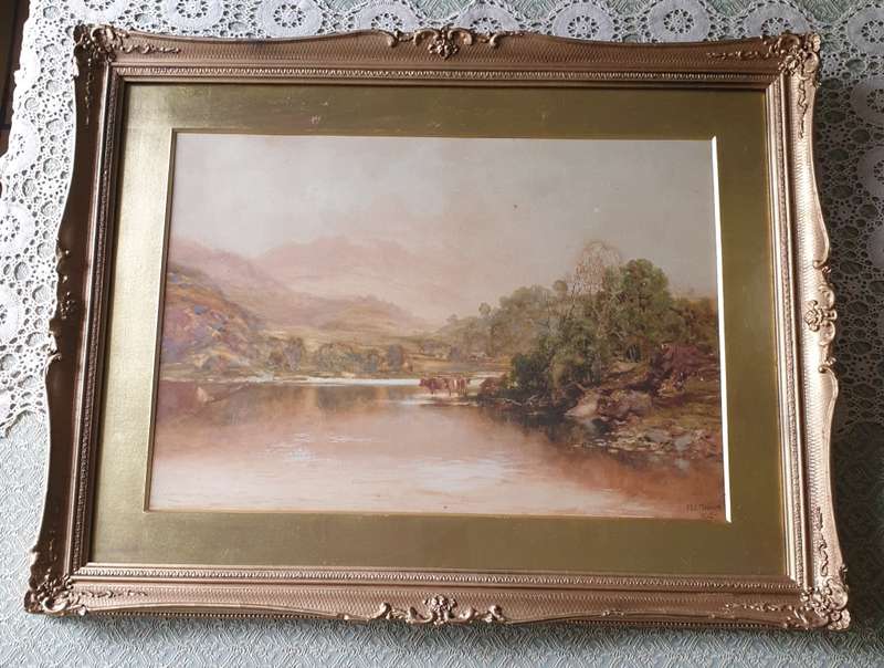 1928 WILLIAM JOSEPH WADHAM (BRITISH 1863-1950),  A calm day on the Derwent, Cumberland.