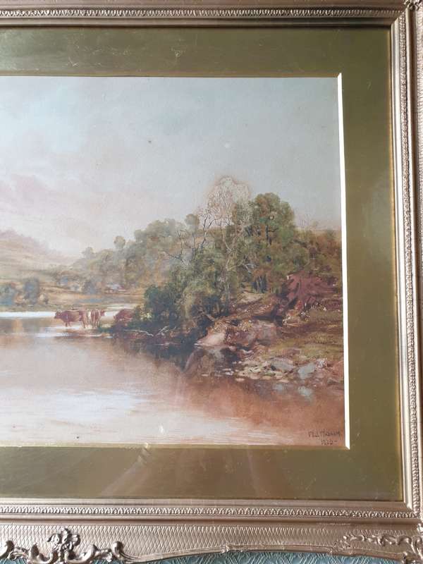 1928 WILLIAM JOSEPH WADHAM (BRITISH 1863-1950),  A calm day on the Derwent, Cumberland.