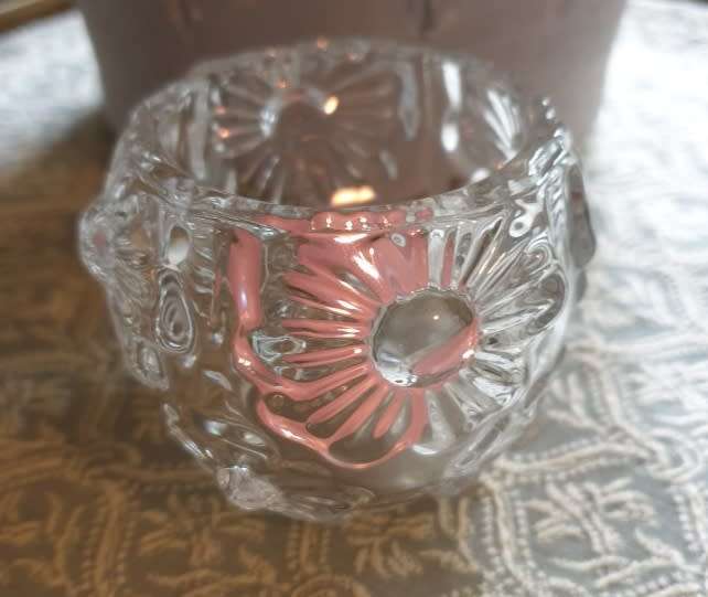 SMALL HEAVY GLASS CANDLE HOLDER
