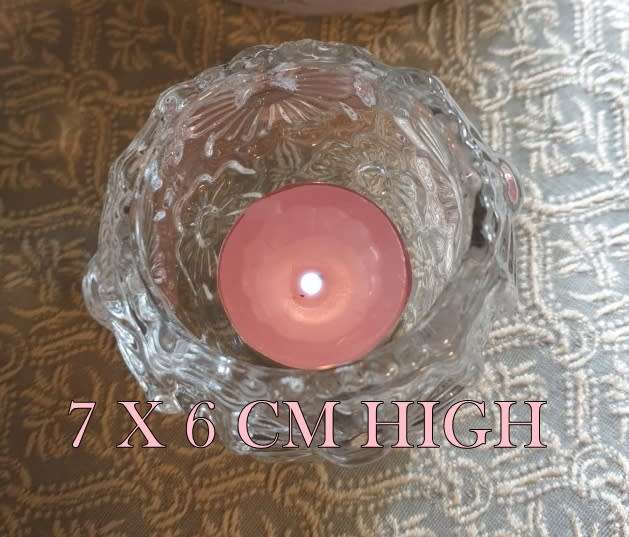 SMALL HEAVY GLASS CANDLE HOLDER