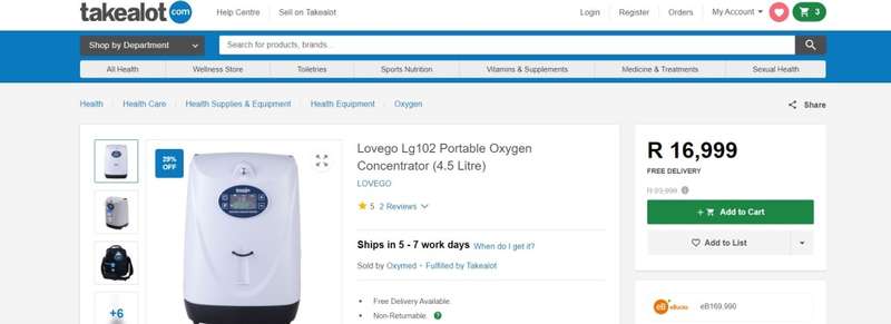 Lovego Lg102 Portable Oxygen Concentrator (4.5 Litre)        AS NEW  ONLY USED FOR A FEW HOURS.