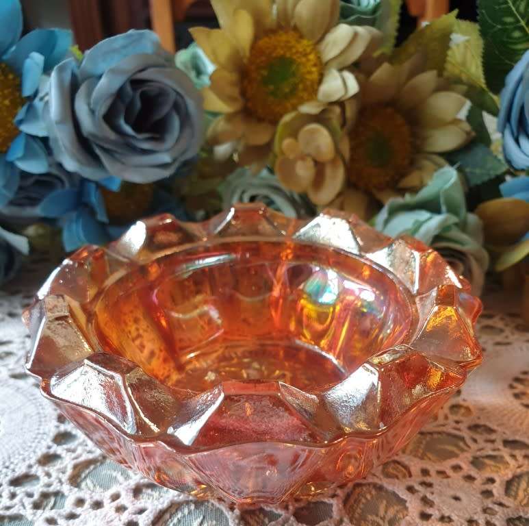 Set of Vintage Carnival Glass Ashtray | Could be used for Candle Holders | DECOR