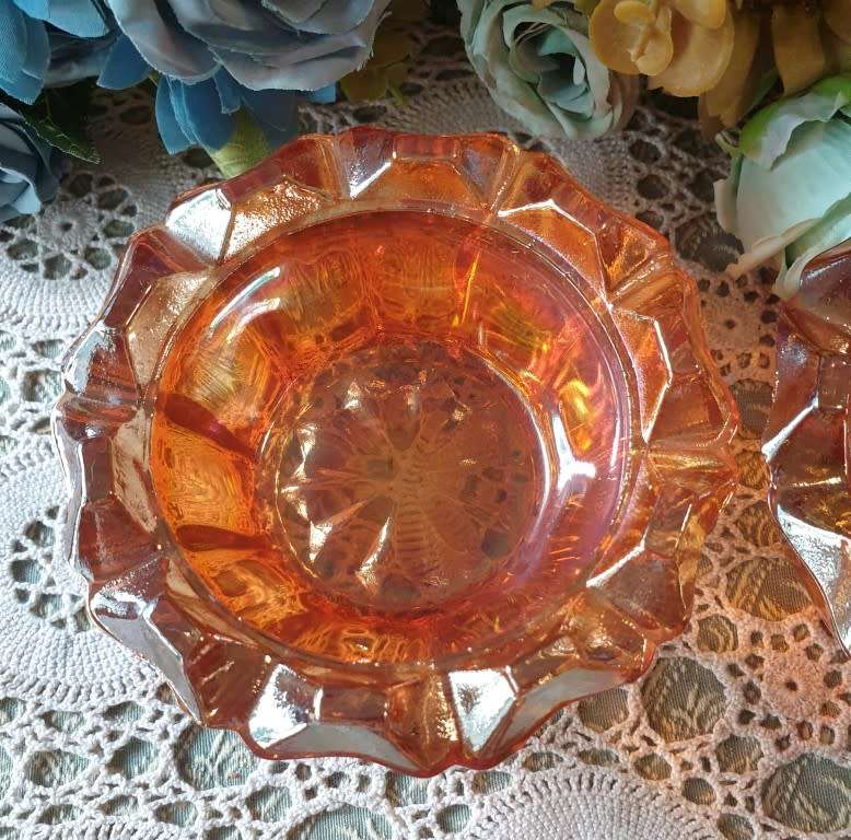 Set of Vintage Carnival Glass Ashtray | Could be used for Candle Holders | DECOR