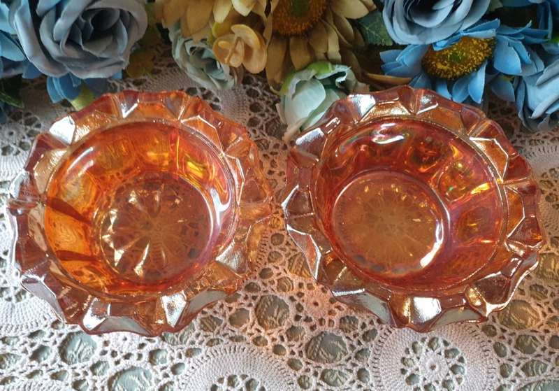 Set of Vintage Carnival Glass Ashtray | Could be used for Candle Holders | DECOR