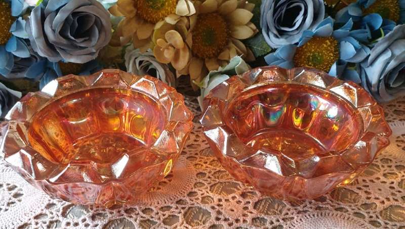 Set of Vintage Carnival Glass Ashtray | Could be used for Candle Holders | DECOR