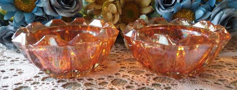 Set of Vintage Carnival Glass Ashtray | Could be used for Candle Holders | DECOR