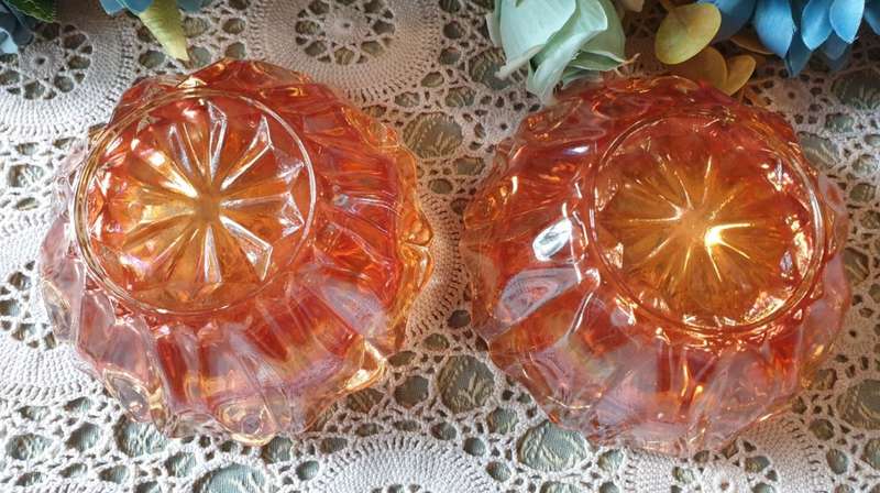 Set of Vintage Carnival Glass Ashtray | Could be used for Candle Holders | DECOR