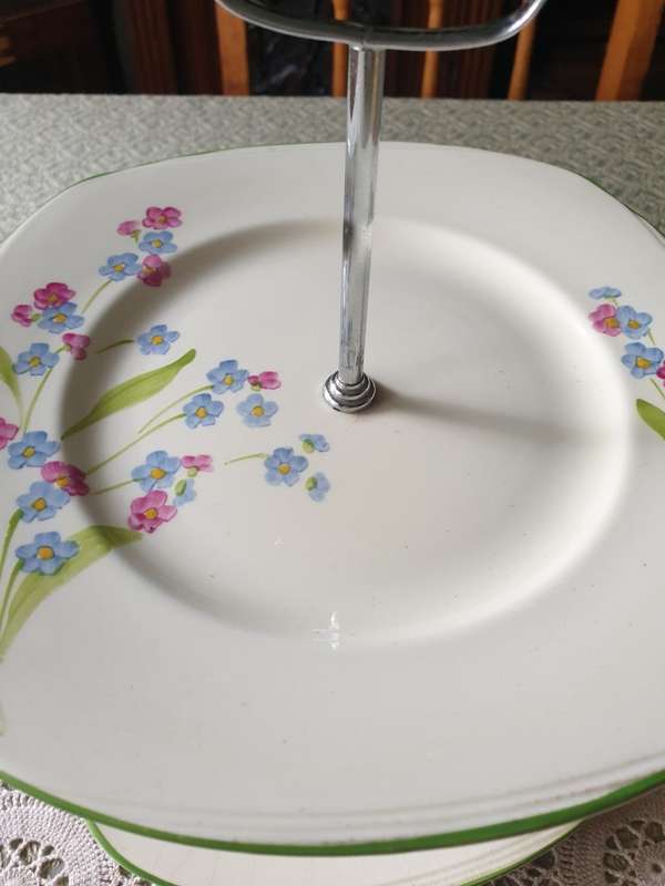 Two Tiered Serving Tray Vintage |  22 x 26 cm High | GARDEN PARTY |